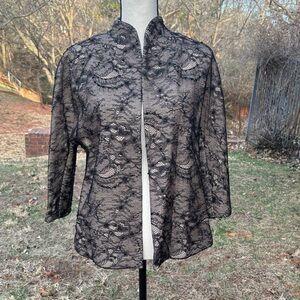 Chico’s beaded lace over heavy cotton jacket
